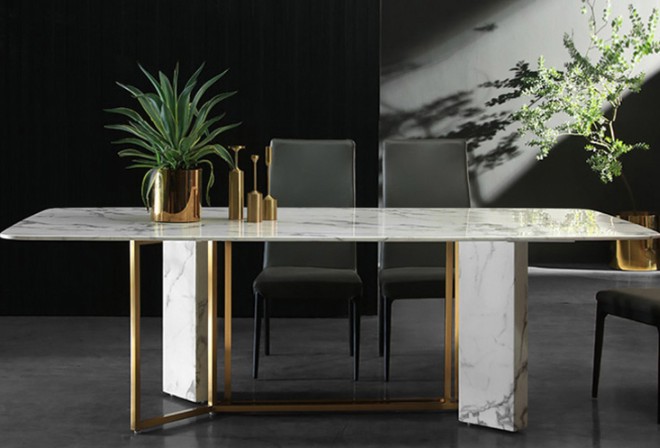 2020 Hot Seller Marble Inlay Dining Table with Customized Design and Solid Pattern 3
