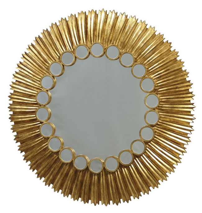 Metal Frame Sunflower Round Wall Mirror 24 X 36 Antique Gold For Dressing Room 0