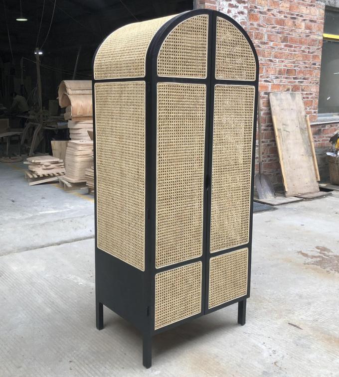 Wooden Wardrobe Closet Modern Rattan Clothes Storage Cabinet 2 Door Solid Wood 75*58*201cm 10