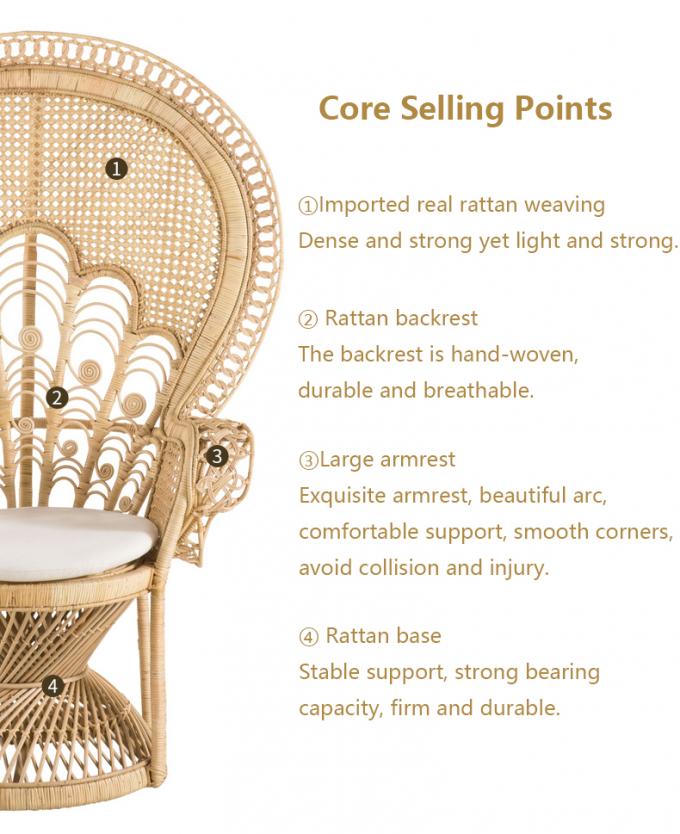 Wooden Rattan Arm Chair Outdoor Wicker Peacock Furniture 3