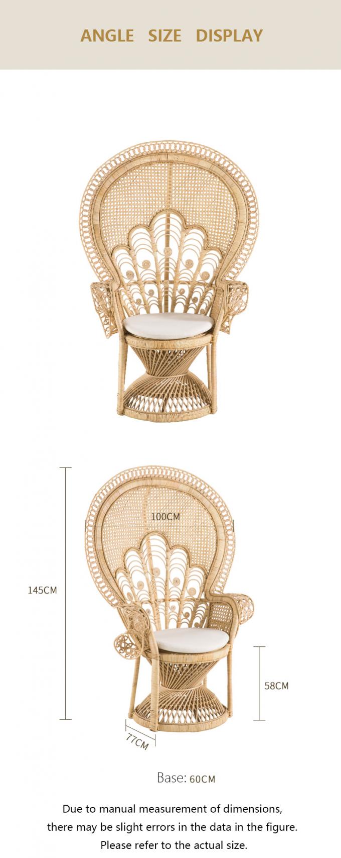 Wooden Rattan Arm Chair Outdoor Wicker Peacock Furniture 10