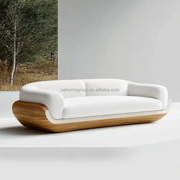 Modern Design Walnoothouten Basis 2 Leunend Luxe Gebogen Modulaire Sofa Voor Hotel Slaapkamer Meubilair En Interieurontwerp 3