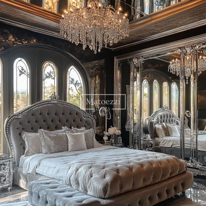Ubah Kamar Tidur Gaya Modern Inggris Ranjang Ukuran Kingsize Menampilkan Rangka Kayu Kristal Berlian Dan Desain Terbaru 6