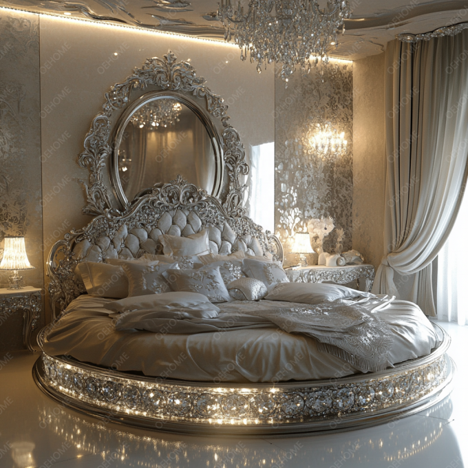 Hausmöbel Set Verstellbares Silberrahmen Schlafzimmer Spiegel Bett King Size Led Möbel Spiegel Für Wohnung Schlafzimmer 7