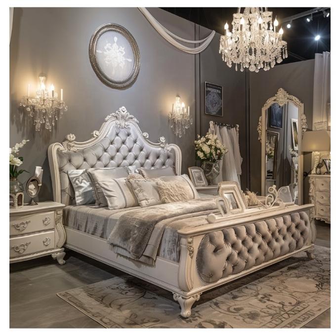 Modern Double Bed Master Bedroom Luxury Light French Luxury Princess Bed Solid Wood Wedding Bed (Tầm ngủ hai người hiện đại) 0