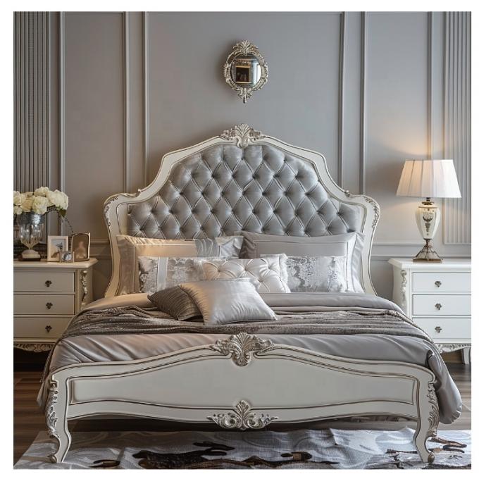 Modern Double Bed Master Bedroom Luxury Light French Luxury Princess Bed Solid Wood Wedding Bed (Tầm ngủ hai người hiện đại) 1