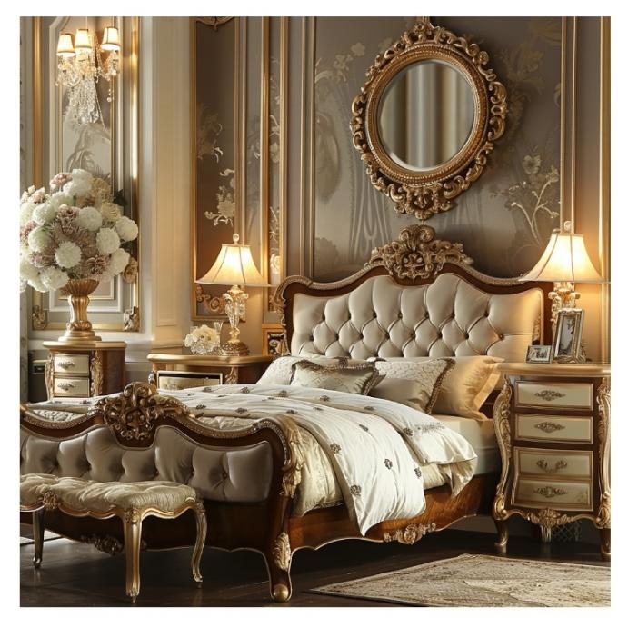 Modern Double Bed Master Bedroom Luxury Light French Luxury Princess Bed Solid Wood Wedding Bed (Tầm ngủ hai người hiện đại) 2