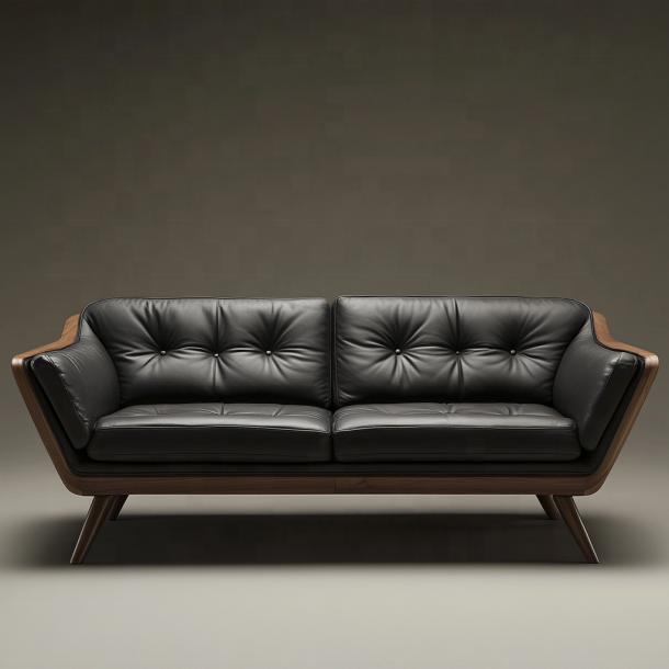 Elegant Kayu Bagian Sofa Akhir Desainer Italia Modern ruang tamu Villa Set Dengan Luxury Kulit Asli Dan Furnitur 3