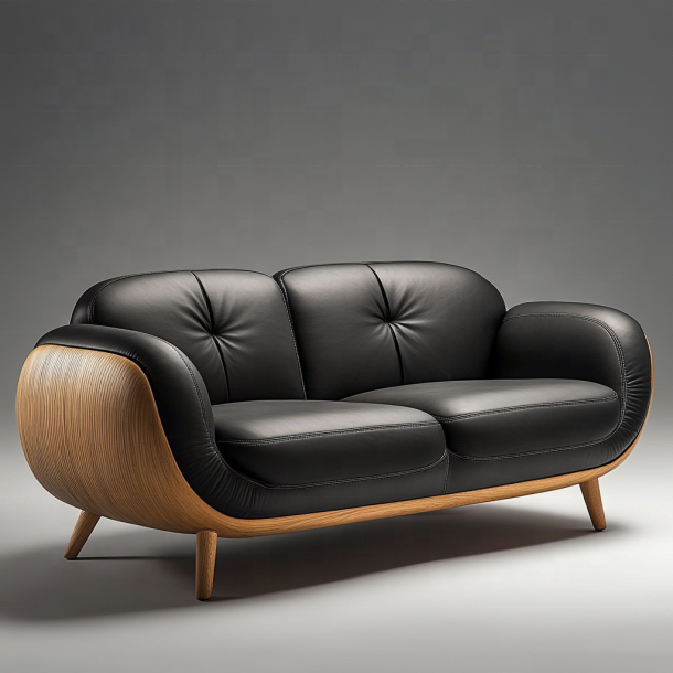 Elegant Kayu Bagian Sofa Akhir Desainer Italia Modern ruang tamu Villa Set Dengan Luxury Kulit Asli Dan Furnitur 5