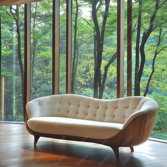 Conjunto de Sofá Moderno Personalizavel com Arte de Sala Simples Pernas de Madeira E Esquina Para Criar Uma Atmosfera Relaxante 3