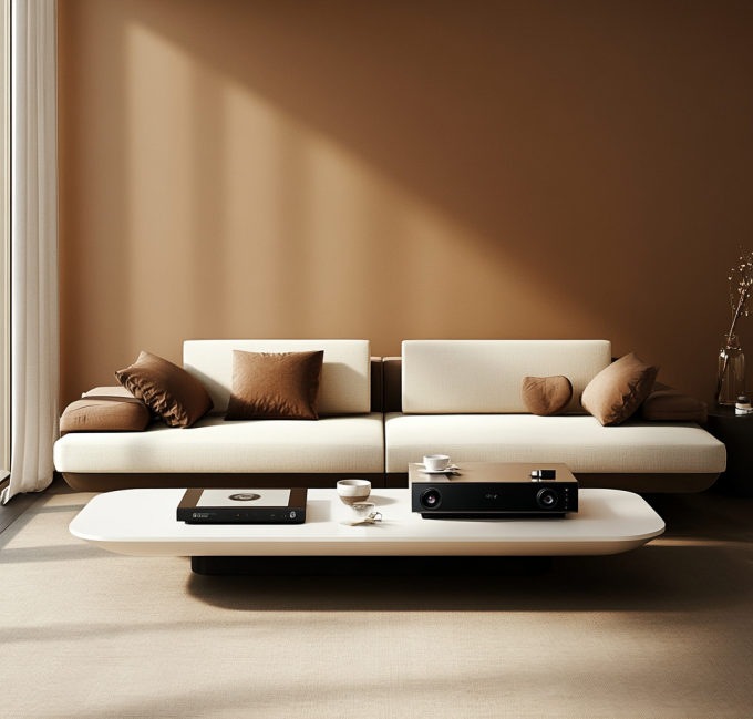 Woonkamer meubels Italiaanse moderne lederen combinatie bank met elegant Europees houten ontwerp en spons vullen 6