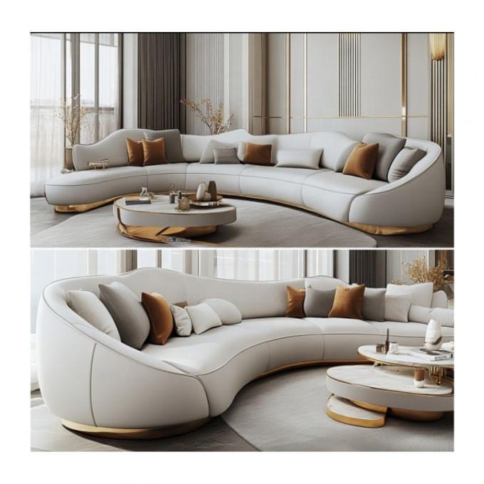 Set Sofa Hotel Belud Dan Kulit Asli Untuk Perabotan Lobi Hotel Multifungsi Ruang Tamu Atau Perabotan Apartemen 1