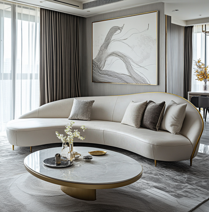 Set Sofa Hotel Belud Dan Kulit Asli Untuk Perabotan Lobi Hotel Multifungsi Ruang Tamu Atau Perabotan Apartemen 4