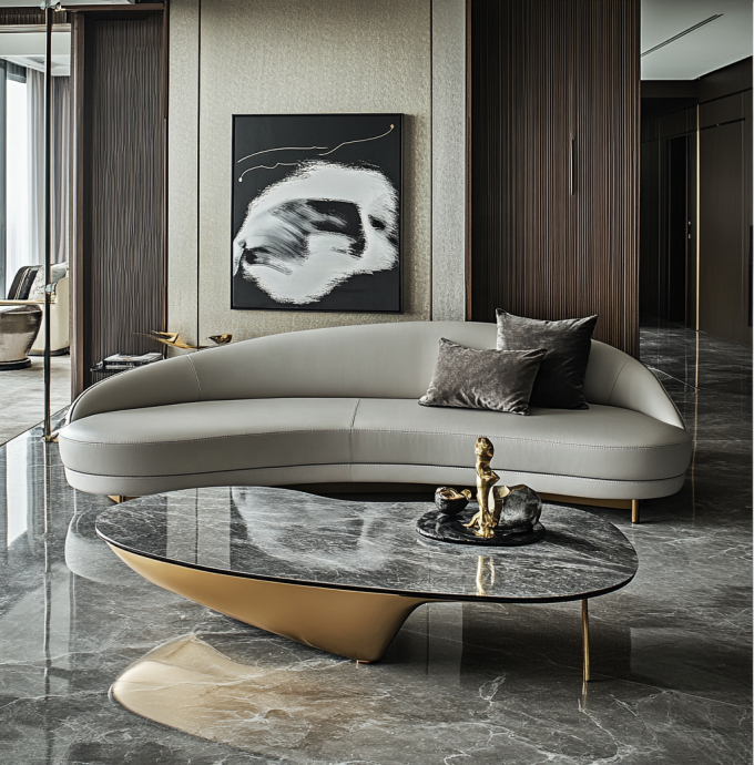Set Sofa Hotel Belud Dan Kulit Asli Untuk Perabotan Lobi Hotel Multifungsi Ruang Tamu Atau Perabotan Apartemen 5