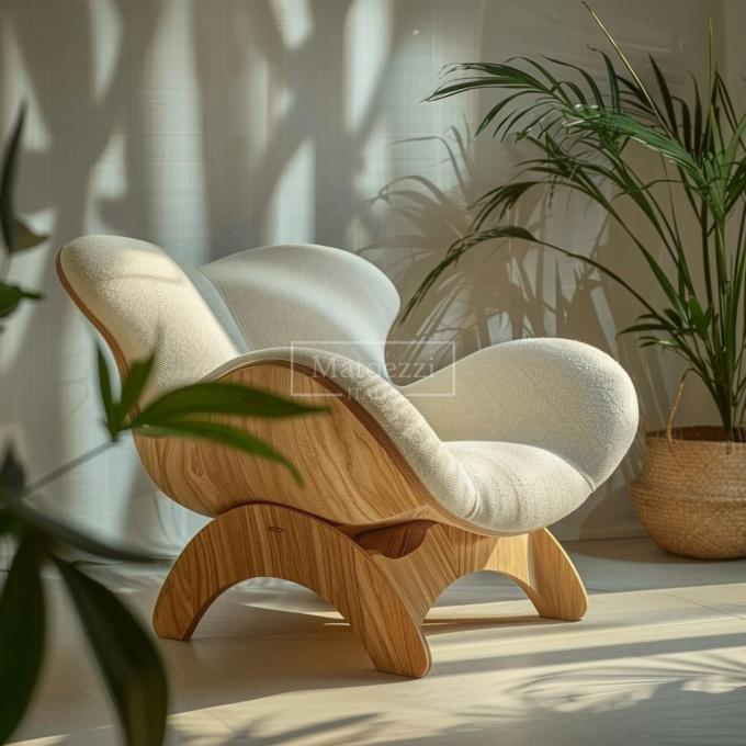 Wohnmöbel Italienischer leichter Luxus-Loungesessel Wohnzimmer Massivholzrahmen Sessel Eichenholzbein Leinenmatte Einzelsofa-Stuhl 5