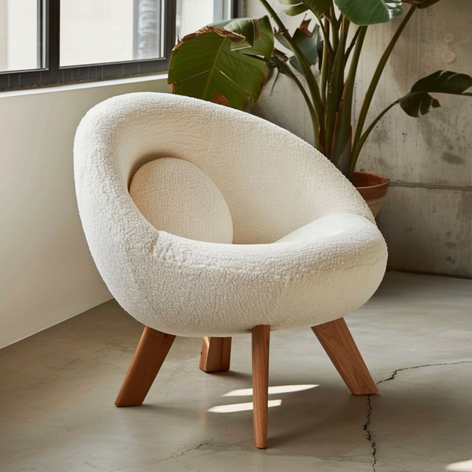 Wohnmöbel Italienischer leichter Luxus-Loungesessel Wohnzimmer Massivholzrahmen Sessel Eichenholzbein Leinenmatte Einzelsofa-Stuhl 6