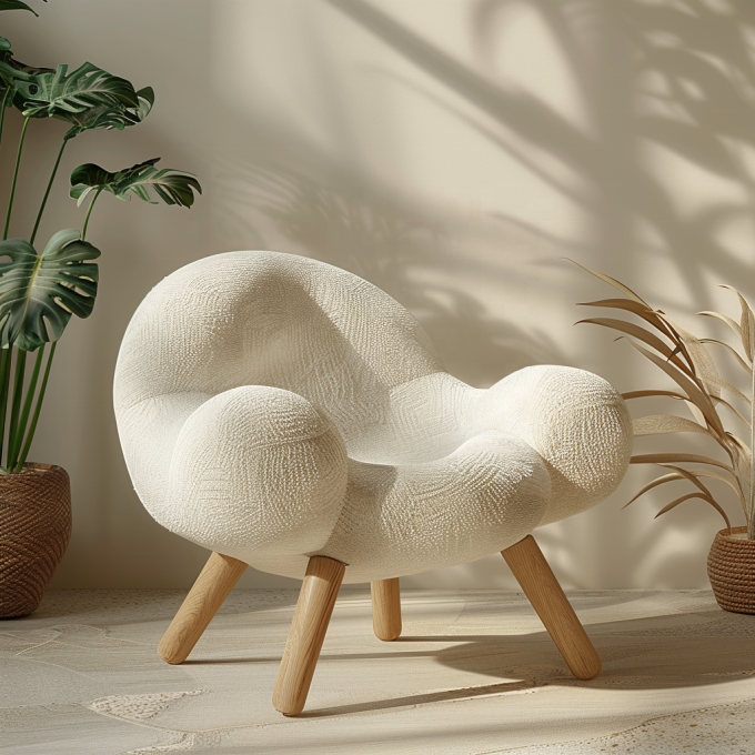 Wohnmöbel Italienischer leichter Luxus-Loungesessel Wohnzimmer Massivholzrahmen Sessel Eichenholzbein Leinenmatte Einzelsofa-Stuhl 7