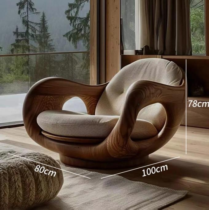 Ghế sofa đơn bằng gỗ nguyên khối kiểu Ý loại 1 có thể ngả lưng, thiết kế sáng tạo kiểu cabin hạng nhất có thể chuyển đổi 4
