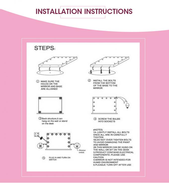 Schminktisch-Sets für das Schlafzimmer mit LED-beleuchtetem Spiegel, Schminktisch mit Schubladen und Ablagen, verstellbar in Rosa 15