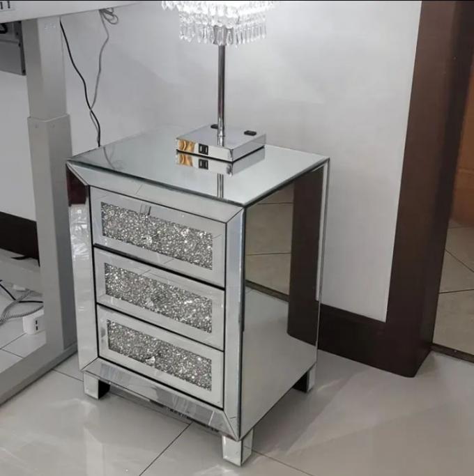 Holzgespiegeltes Diamant-Massivholzrahmen-Aufbewahrungs-Modernes Luxus-Kingsize-Schlafzimmer-Set für Zuhause Villa Schlafzimmer Wohnzimmer 4