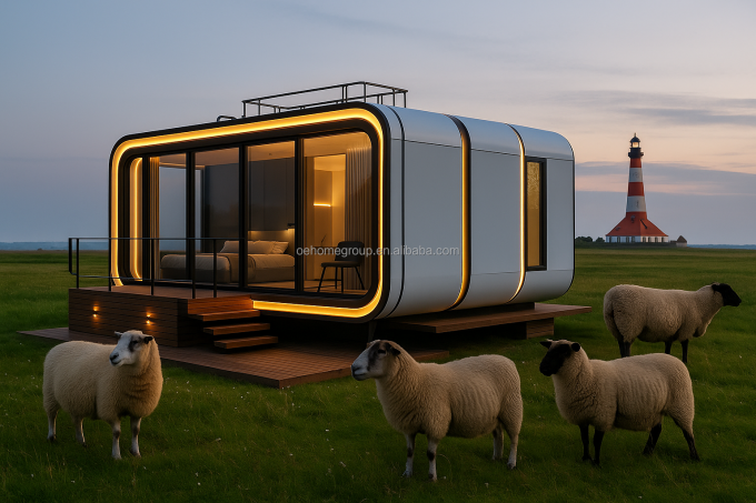 Capsula abitativa modulare di lusso 7 in acciaio prefabbricata Smart Tiny Space Capsule Home Prefabbricata Capsule Room Hotel Capsule House Outdoor 2