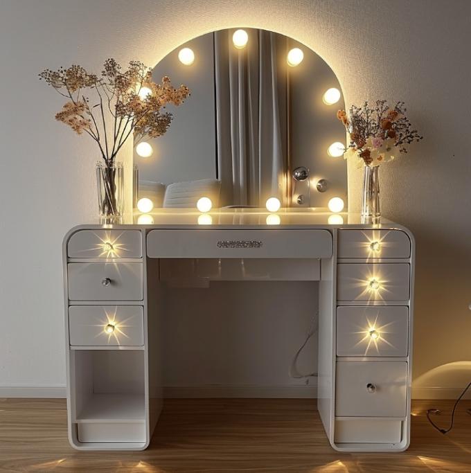 Espelho de Maquilhagem com Luzes LED e Moldura Metálica com Ecrã Tátil, 15 Lâmpadas 2