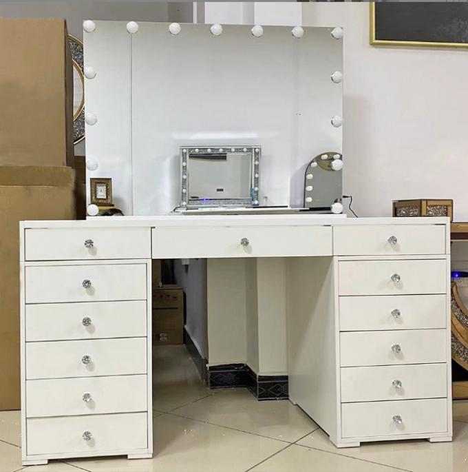 Espelho de Maquilhagem com Luzes LED e Moldura Metálica com Ecrã Tátil, 15 Lâmpadas 14