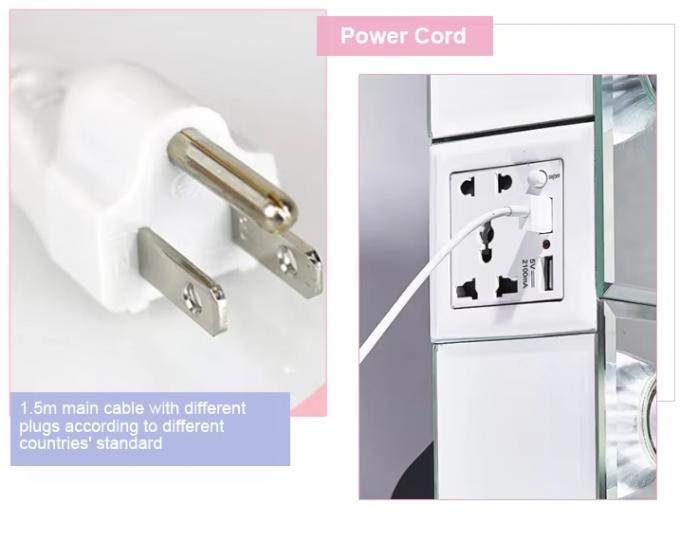 Ecrã de toque Quadro de metal 14 lâmpadas Espelho de maquiagem com luzes Led Espelho de vaidade 8