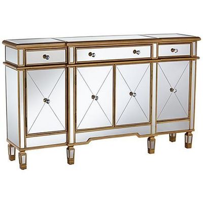Armadio del soggiorno moderno 4 cassetti 4 porte armadio buffet tavolo con finitura speculare