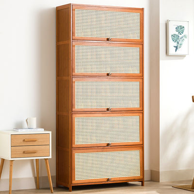 Cabinet de almacenamiento de zapatos de madera de bambú delgado