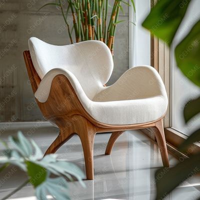 Wohnmöbel Italienischer leichter Luxus-Loungesessel Wohnzimmer Massivholzrahmen Sessel Eichenholzbein Leinenmatte Einzelsofa-Stuhl