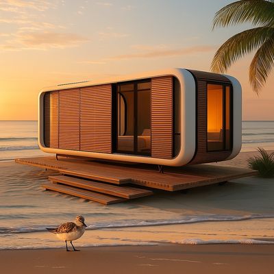 モダン20FT/40FTスチールプレハブポッド コンテンポラリープレハブ住宅 リビングルーム ベッドルーム モバイルコンテナスペースカプセル