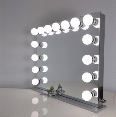 Modern 91*76CM Lighted Makeup Mirror with 15 Dimmable LED Lights and Stainless Steel Frame