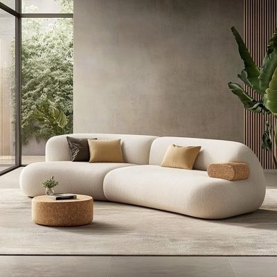コンテンポラリーデザインのホーム家具ヴィラリビングルーム用、ファブリックカバー密度スポンジ充填無垢材フレームソファセット