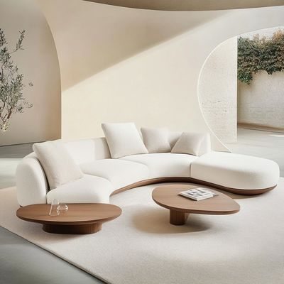 أريكة بلون الجوز قابلة للاتكاء عدد 2 بتصميم ياباني وابي-سابي لغرفة المعيشة العصرية وتصميم الأثاث المنزلي