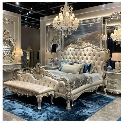 Modern Double Bed Master Bedroom Luxury Light French Luxury Princess Bed Solid Wood Wedding Bed (Tầm ngủ hai người hiện đại)