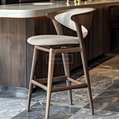Bộ ghế quầy bar thiết kế hiện đại cho nhà bếp, bộ ghế quầy bar bằng gỗ và vải phong cách Bắc Âu