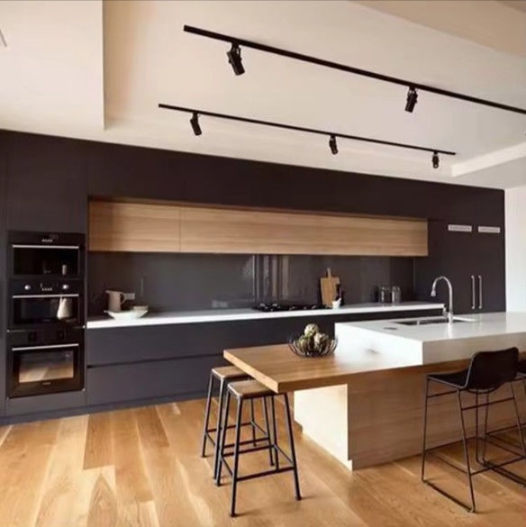 Köşe Mutfak MDF Dolaplar Pantry Beyaz Siyah Modüler 0