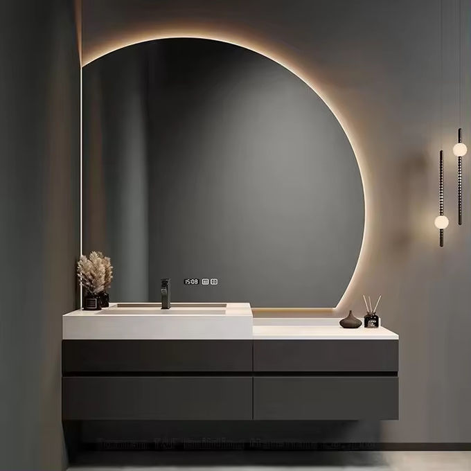 Plywood Modern Banyo Vanity 60 Inch Tek Tuvalet Lavabo 0